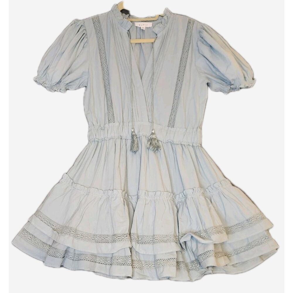 Anthropologie Mable Womens Faith Eyelet Mini Dress S Tiered Ruffle Romantic NWT